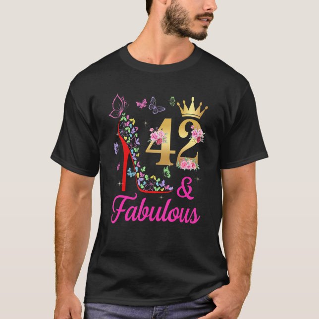 Camiseta 42 & Fabuloso Borboletas H De 42 Anos De Idade (Frente)