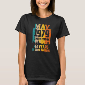 Camiseta 43º Aniversário 43 Anos Incrível Desde Maio De 197