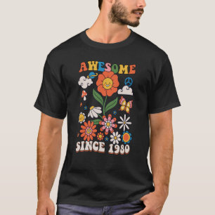 Camiseta 43 anos de idade incrível desde 1980 Groovy Retro