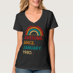 Camiseta 43 anos de idade incrível desde janeiro de 1980 43