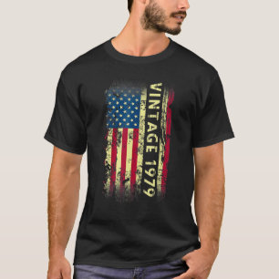 Camiseta 43 anos Vintage 1979 American Flag 43th Birt