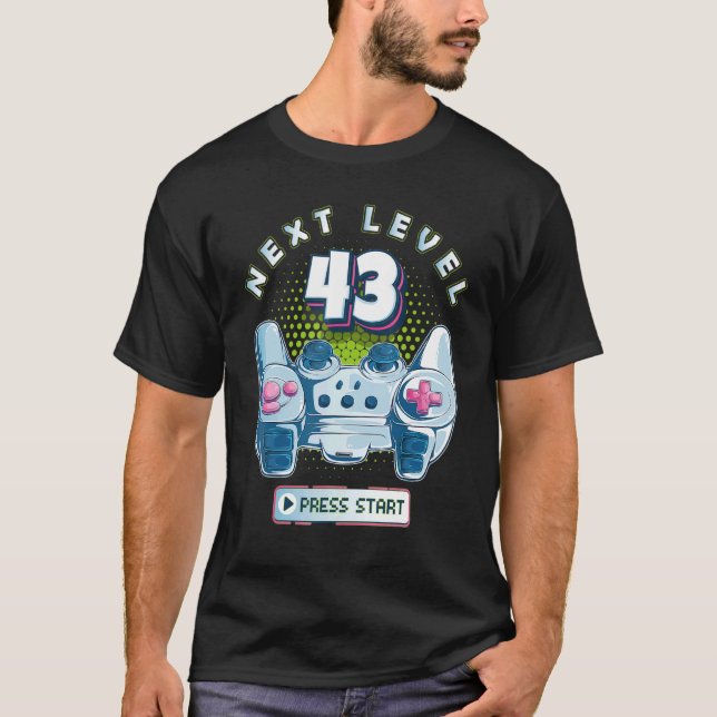 Camiseta 43 Birthday Gamer nível 43 de próxima controladora (Frente)