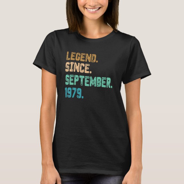 Camiseta 43 Year Old Legend Since September 1979 43rd Birth (Frente)