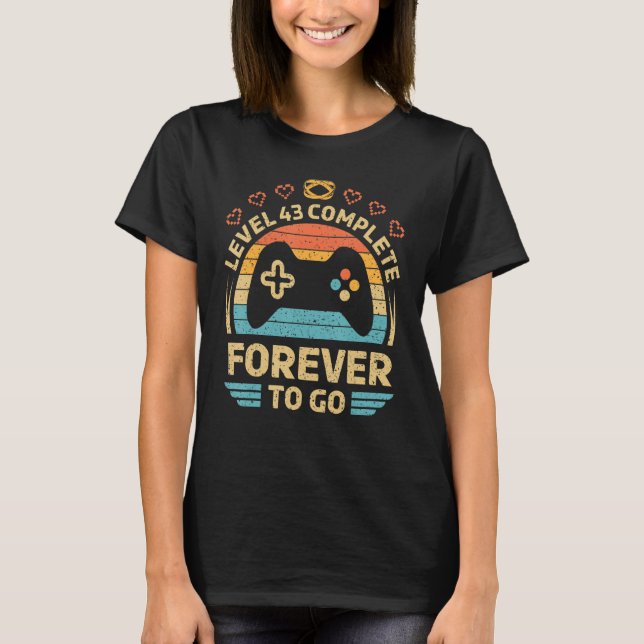 Camiseta 43th Wedding Anniversary Video Gamer Level 43 Comp (Frente)