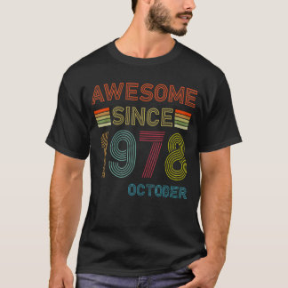 Camiseta 44 anos é incrível desde outubro de 1978 44 Birthd