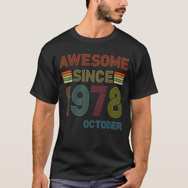 Camiseta 44 anos é incrível desde outubro de 1978 44 Birthd (Frente)