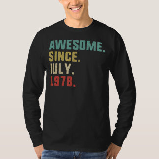 Camiseta 44 Birthday Men Incrível Desde Julho De 1978