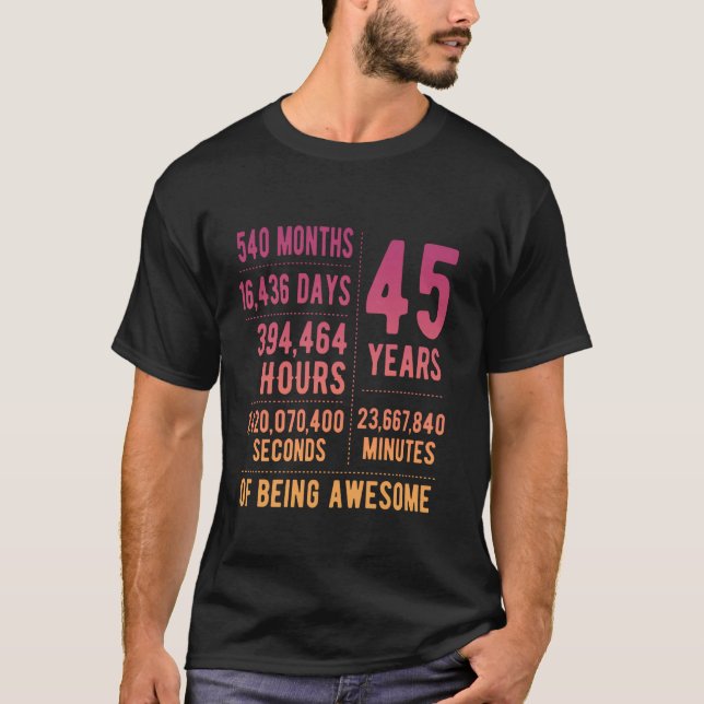 Camiseta 45º aniversário Homens Mulheres Engraçadas 45 anos (Frente)