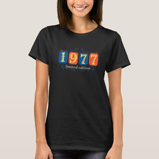 Camiseta 45.º Aniversário Damas 45 Anos 1977 6 (Frente)