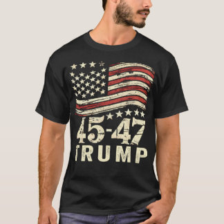 Camiseta 45 47 Bandeira EUA Dia de Inauguração Trump 2025