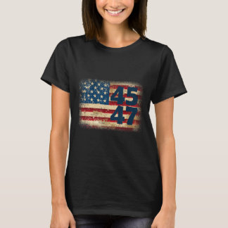 Camiseta 45 47 Donald Trump 2025 American Flag