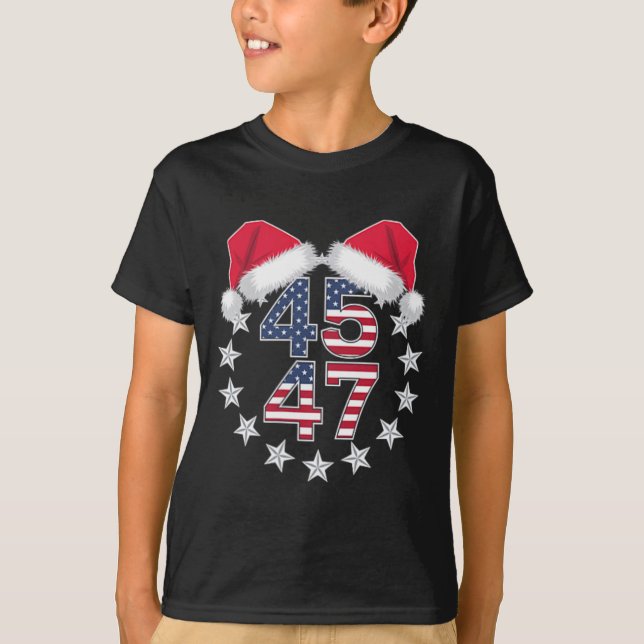 Camiseta 45 47 Presidente Usa Santa Hat Cristo (Frente)