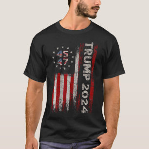 Camiseta 45 47 Trump 2024 American Flag