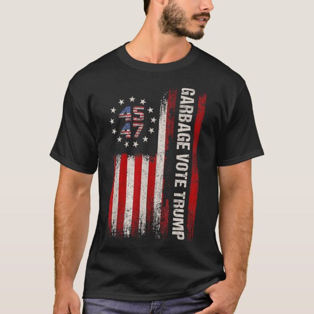 Camiseta 45 47 Trump 2024 Eleição do Vídeo do Bandeira Amer (Frente)
