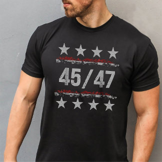 Camiseta 45 47 Trump venceu Presidente EUA Flag MAGA