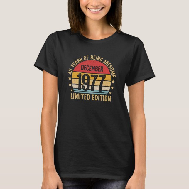 Camiseta 45 Anos De Esforço Dezembro De 1977 Retro 45º (Frente)