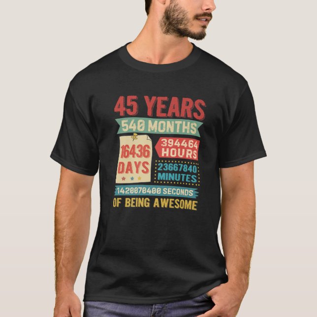 Camiseta 45 Anos De Idade 45º Aniversário De Decoração Bda (Frente)