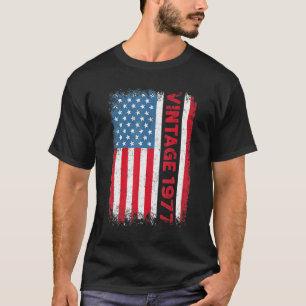 Camiseta 45 anos Vintage 1977 American Flag 45th Birth
