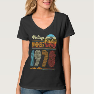 Camiseta 45 anos Vintage aniversário novembro 1978 Mulheres