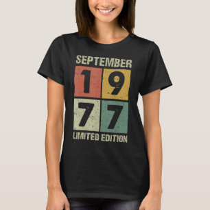 Camiseta 45 anos Vintage setembro de 1977 45º aniversário