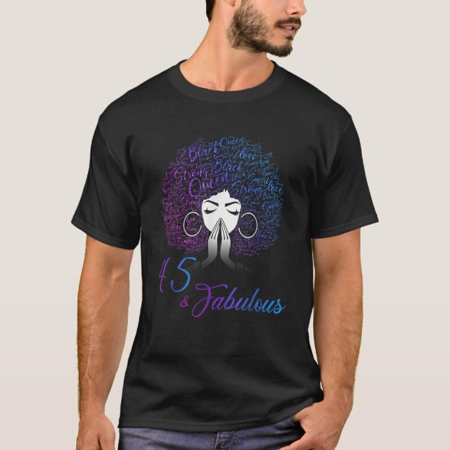 Camiseta 45 Fabulous Afro Hair Black Women 45th Birthday Gi (Frente)