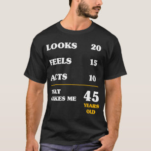 Camiseta 45.o aniversário para o professor de matemática ma
