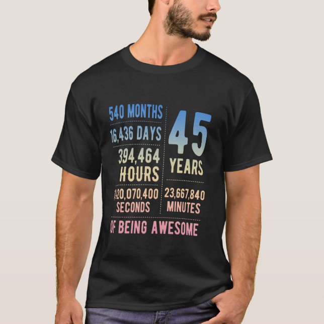 Camiseta 45th Birthday Men Women Funny 45 Years Old (Frente)
