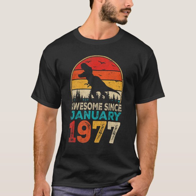 Camiseta 46º aniversário Dino 46 anos é incrível desde Janu (Frente)