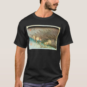 Camiseta 46. 庄 野 宿, 重 Shōno-juku, Hiroshige, Ukiyo-e