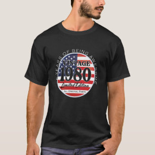 Camiseta 46 Anos de Idade Vinho 1980 Edição Limitada 46º An