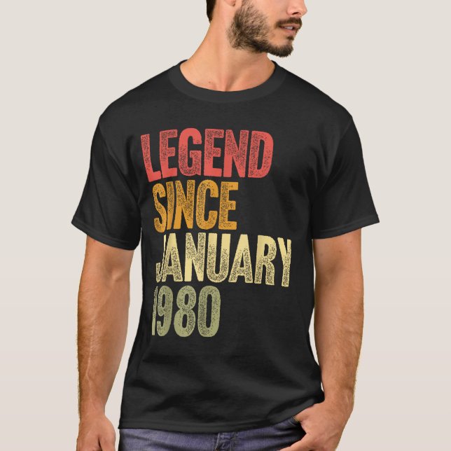 Camiseta 46 Year Old Legend Since January 1980 Retro 46th B (Frente)