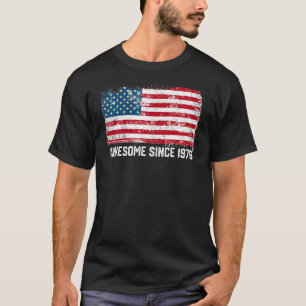 Camiseta 46th Birthday Vintage Usa Flag Awesome Since 197