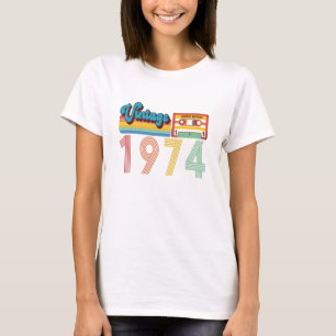 Camiseta 47º Aniversário - Fita Cassete de Vintage de 1974