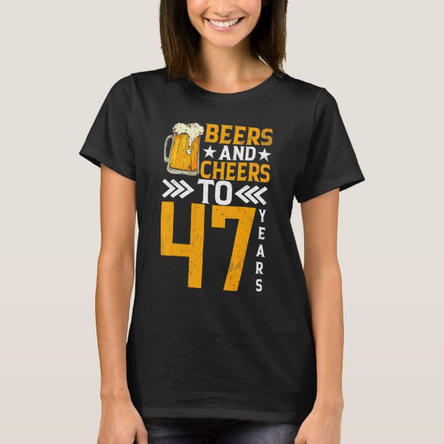 Camiseta 47.º Aniversário Das Cervejas E Sapatos A 47 Anos  (Frente)