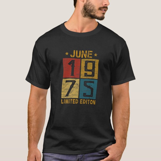 Camiseta 47. º aniversário do Nascer de junho de 1975 em 19 (Frente)