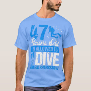 Camiseta 47 Birthday Scuba Merging Scuba Diver 47 Anos