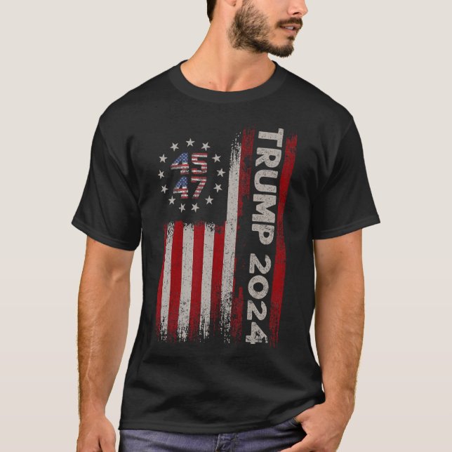 Camiseta 47 Trump 2024 American Flag (no Back) 1 (Frente)