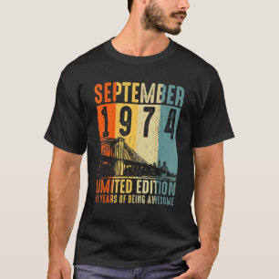 Camiseta 48º Aniversário Vintage setembro de 1974 48 anos
