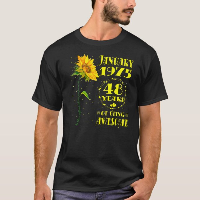 Camiseta 48. º aniversário de 48 anos Nascer de girassol Ja (Frente)