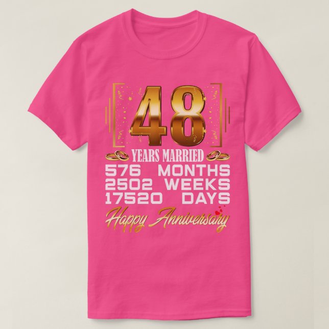 Camiseta 48 Anos Casados Engraçados 48 Anos De Casamento (Frente do Design)