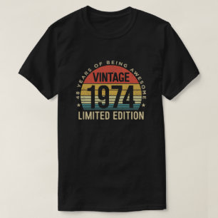 Camiseta 48 Anos De Idade, Vintage 1974 Edição Limitada