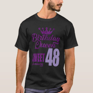 Camiseta 48 Anos De Janeiro Aniversário Rainha 48 Doce Par