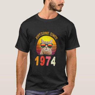 Camiseta 48h Aniversário Vintage Cat Incrível desde 1974