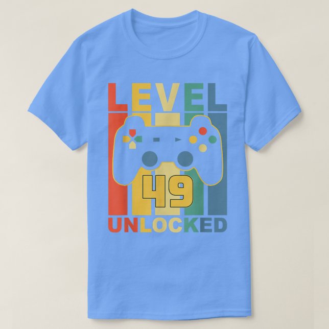 Camiseta 49º Aniversário, Nível 49, Vintage Game desbloquea (Frente do Design)