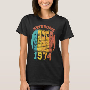 Camiseta 49º Aniversário Vintage 1974 Retro 49 Anos Guit