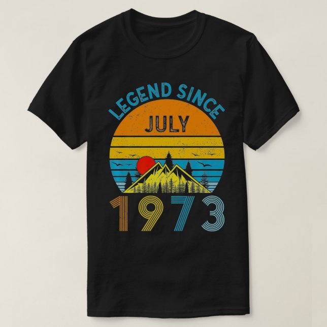 Camiseta 49. ª Legenda de aniversário desde julho de 1973 V (Frente do Design)