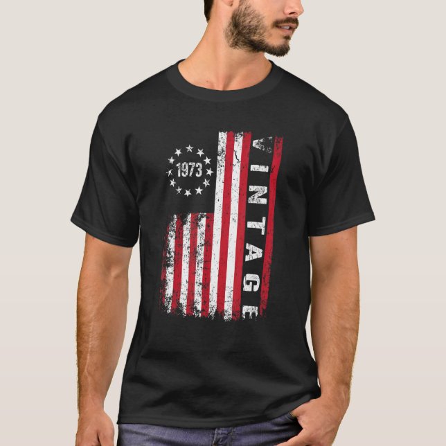 Camiseta 49 Anos Vintage 1973 American Flag 49º Bday M (Frente)