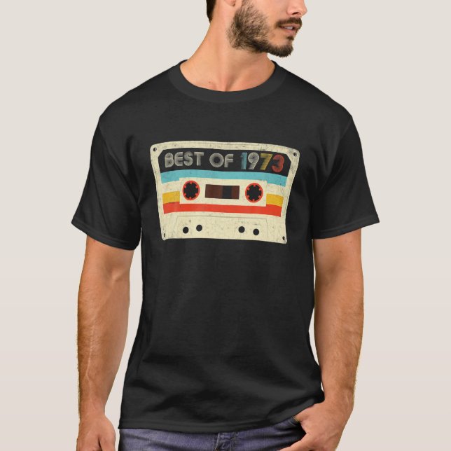 Camiseta 49Th Birthday Gifts Best Of 1973 Cassette Tape Ret (Frente)