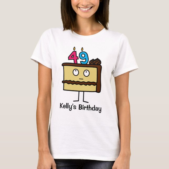 Camiseta 49th Bolo de aniversário com velas (Frente)