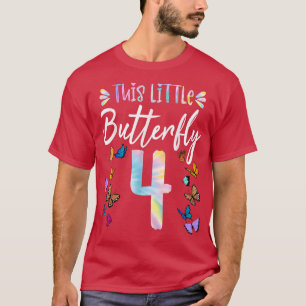 Camiseta 4.º Aniversário Borboletas de 4 anos Meninas Mante